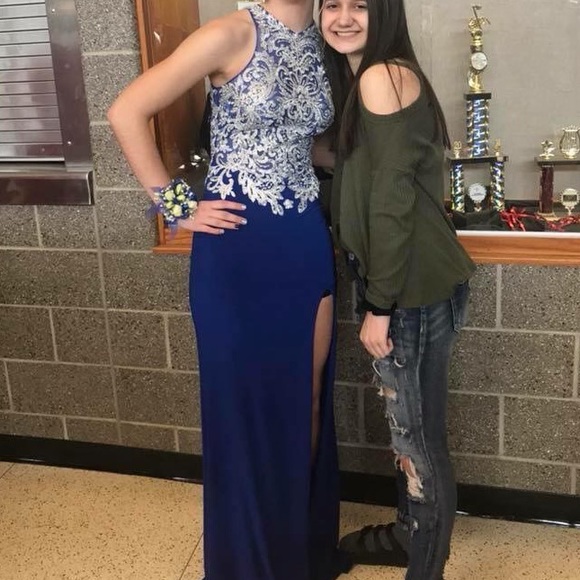 Blue/Silver Prom Dress/Evening Gown - Picture 2 of 2